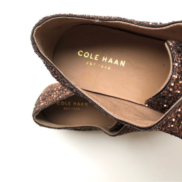 Cole Haan Grande OS Gold Metallic Sparkle Loafer Oxford Sneaker - Picture 9 of 10